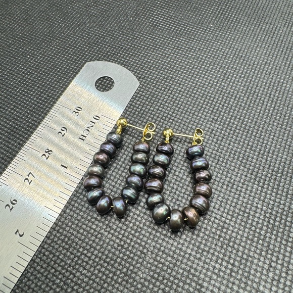 FINAL SALE Authentic Black Freshwater/Akoya  Pearl in micron setting - Picture 5 of 6